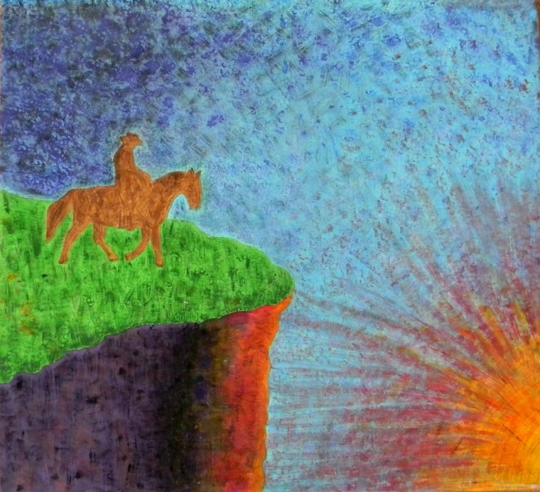 Cowboy on a Cliff by Irene M. Smith